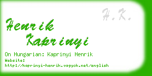 henrik kaprinyi business card